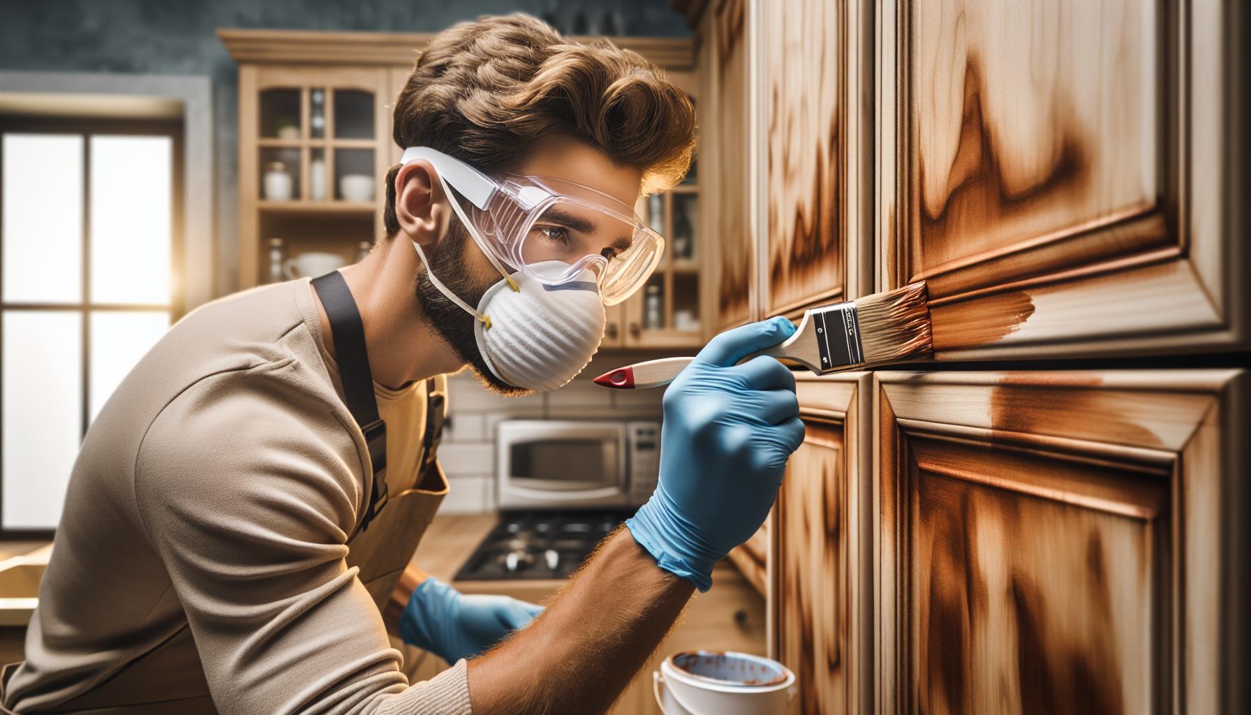 painting stained cabinets